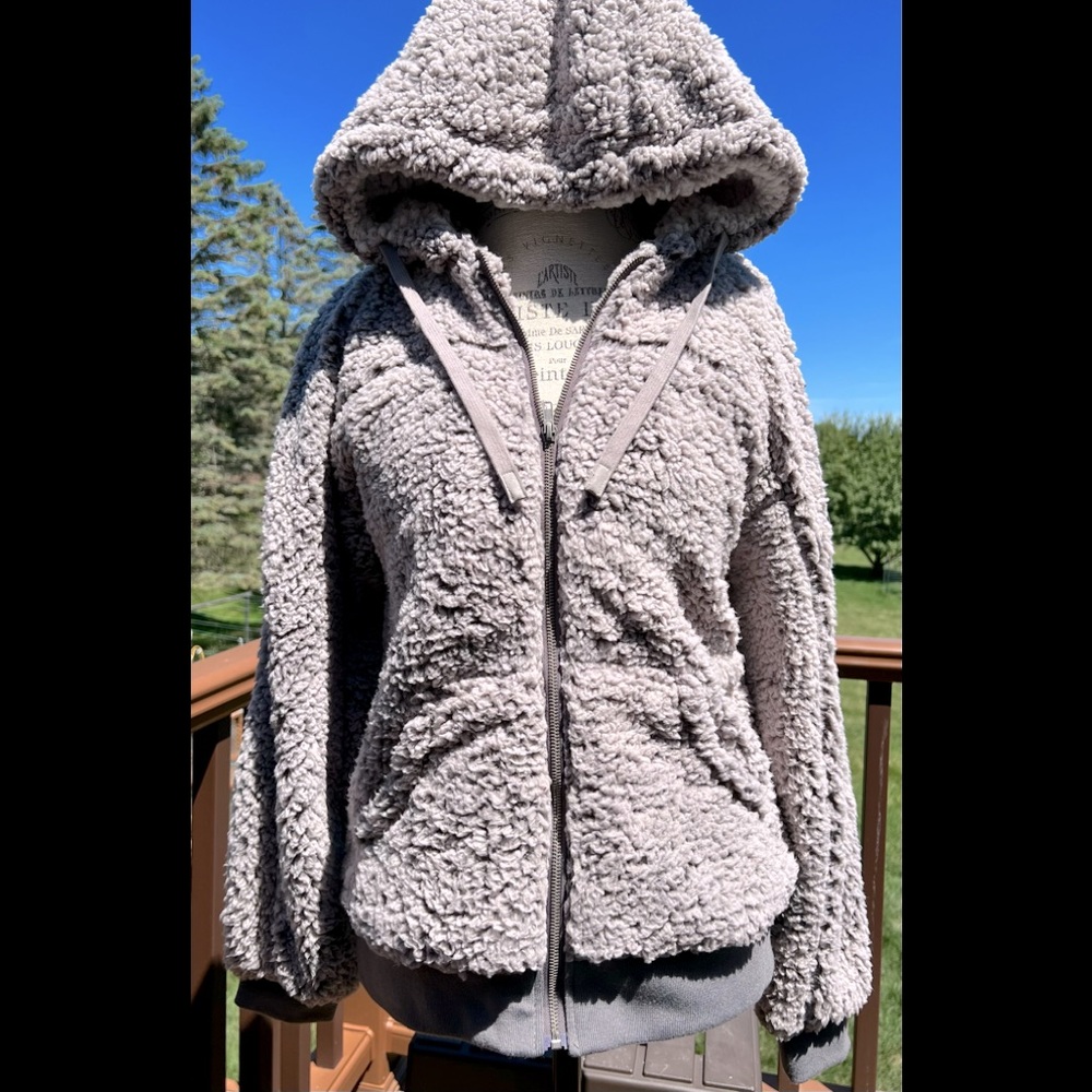 Thread & Supply Fuzzy Gray Zipper Jacket